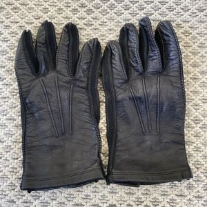 Vintage Ruson Black Leather‎ Driving Gloves Mens One Size Unlined